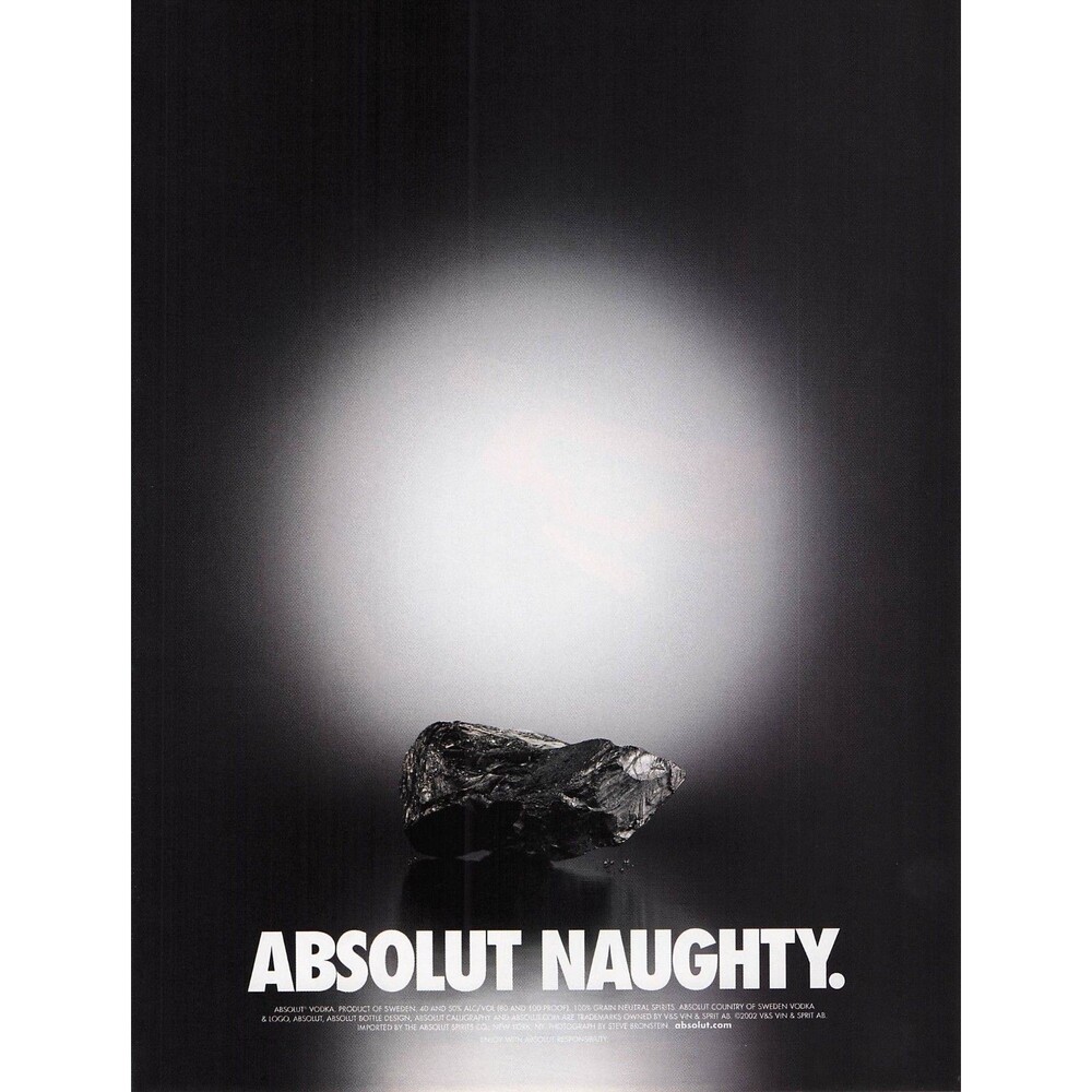 2002 Absolut Naughty Ad Vintage Magazine Page Vodka Coal Christmas alcohol Art